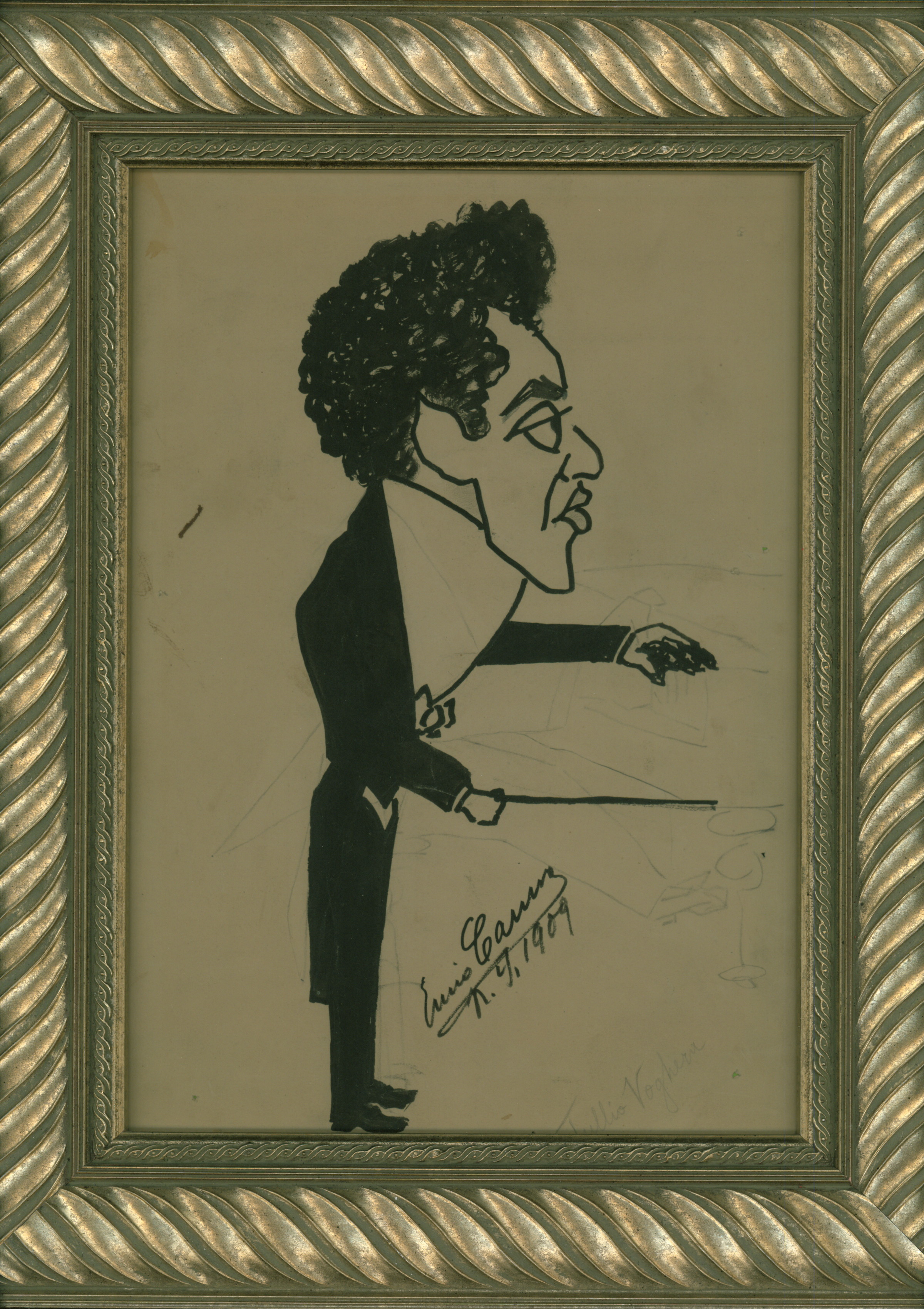 Caruso Enrico Caricature of Tullio Voghera Signed